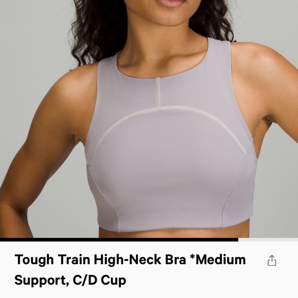 ✨NEW✨ Tough Train High-Neck Bra Med Support, C/D cup, mauve grey/light sage.